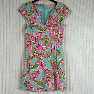 Lilly Pulitzer Briella In The Vias Fit & Flare short midi Dress L stain